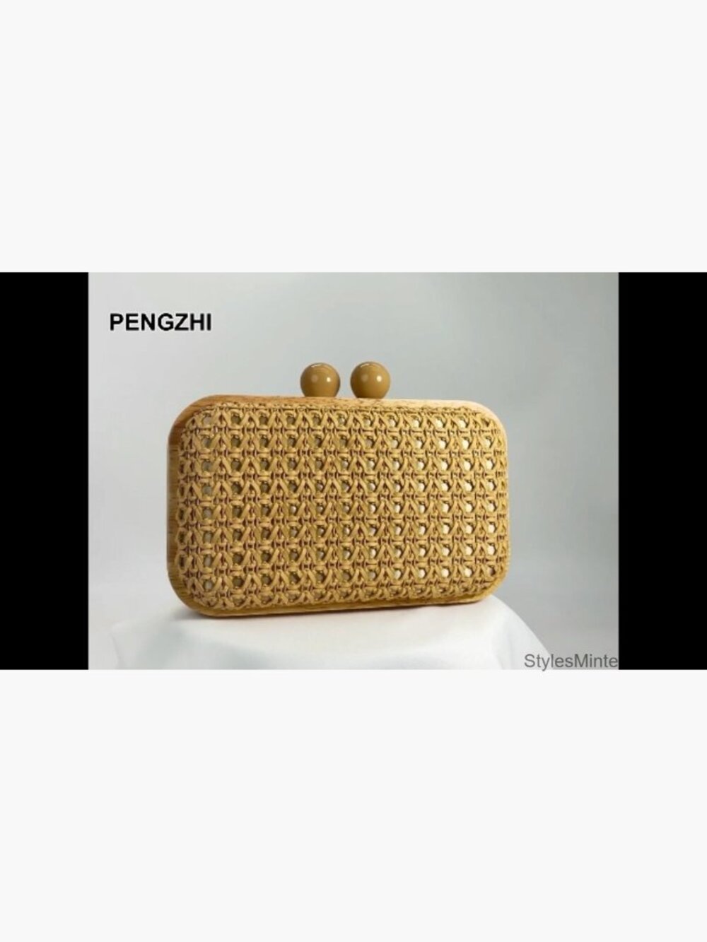 Handwoven Straw Clutch Purse with Removable Strap - Summer Beach Evening Bag - Picture 7 of 7